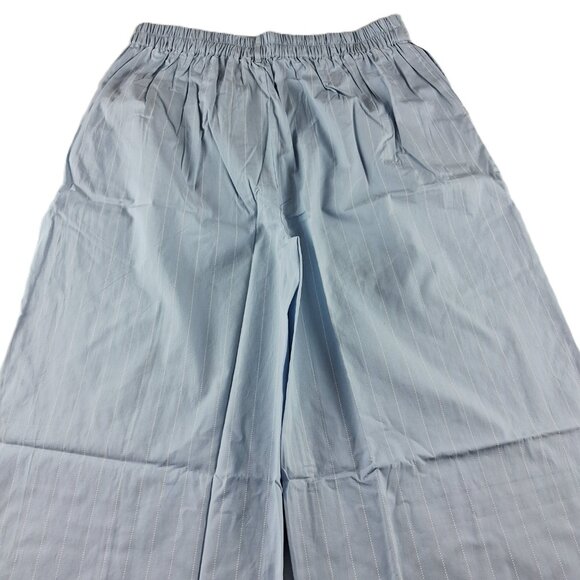 PrettyLittleThing Tailored Wide Leg Pant Women's Size 8 Blue Poplin Pinstripe - Picture 4 of 8